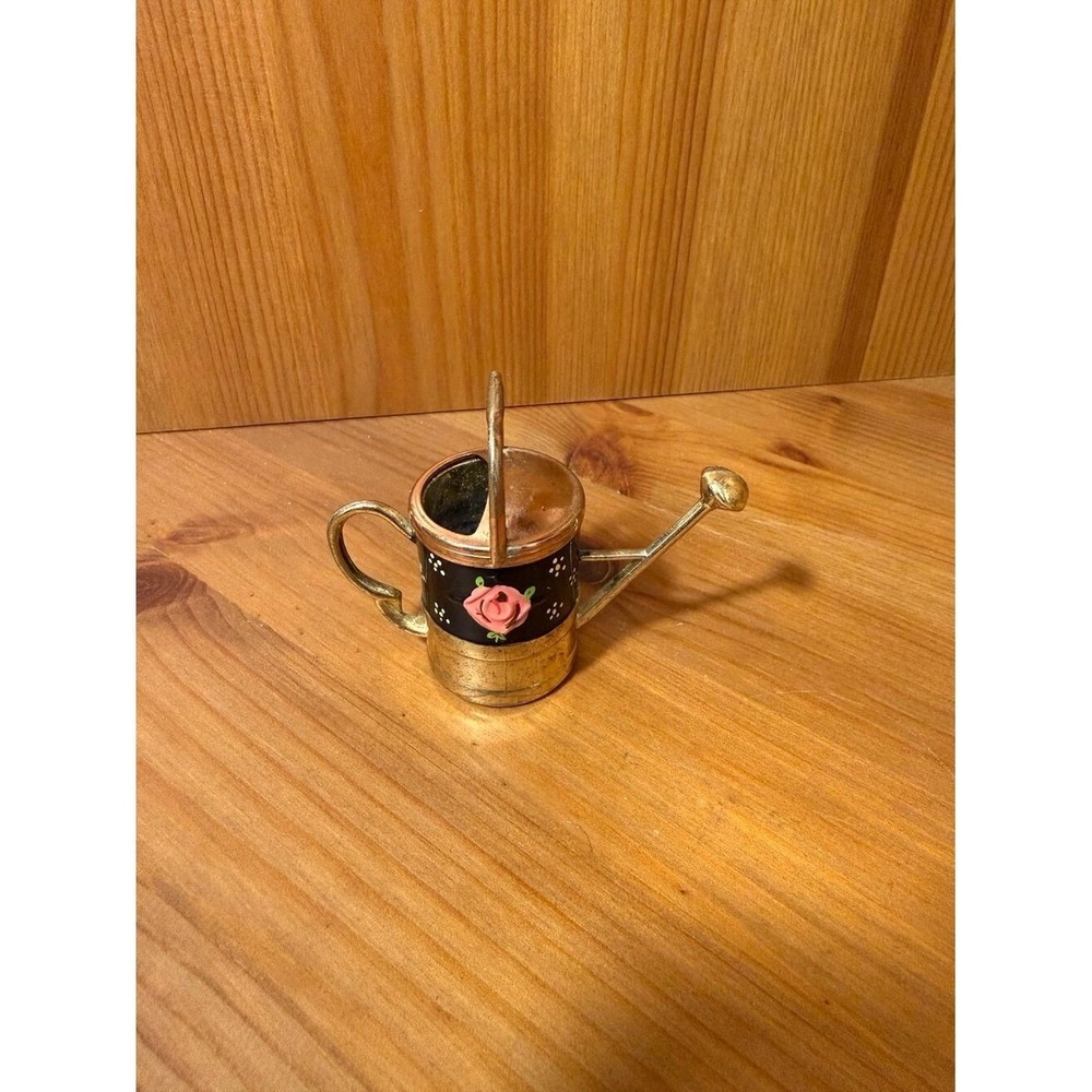 Vintage‎ Miniature Watering Can Hand Painted in Wales Floral Metal Collectible